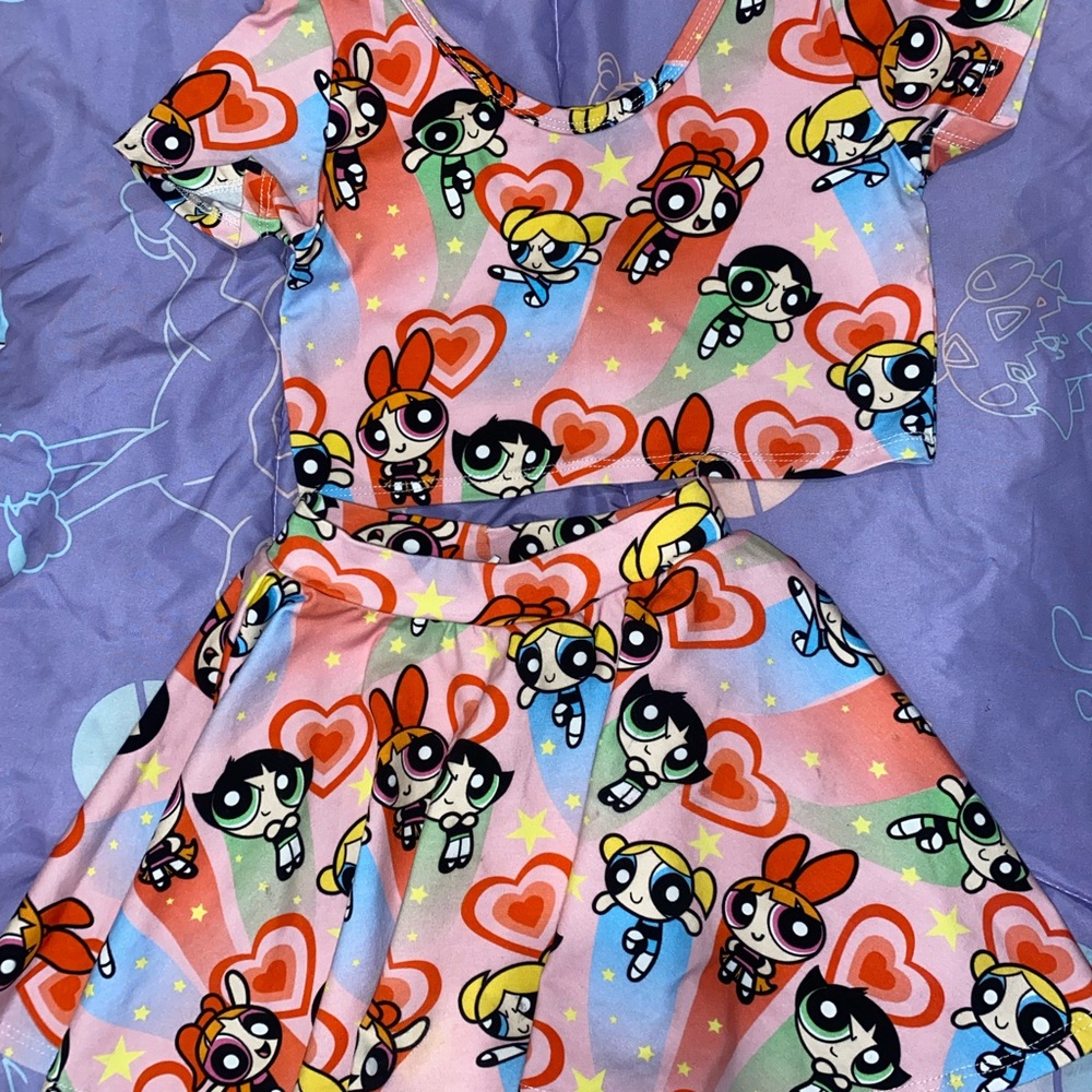 PowerPuff Girls Crop Top and Skirt Set